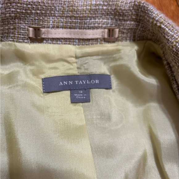 Ann Taylor Womens 10 Tweed Blazer Multi Color Cotton Linen Lined Fringe Buttons - Picture 9 of 12